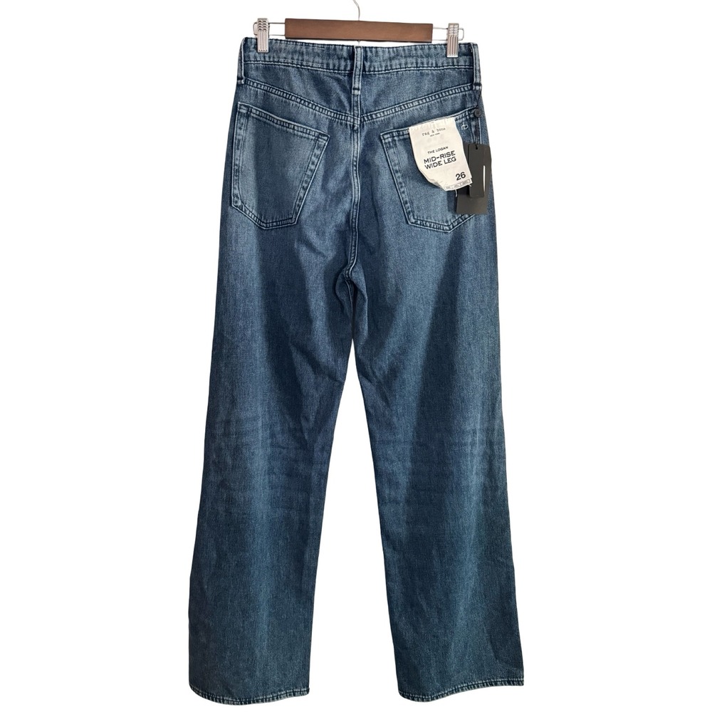 Rag & Bone Logan Mid-Rise Wide Leg Jeans Charlock Blue Denim - Picture 4 of 10